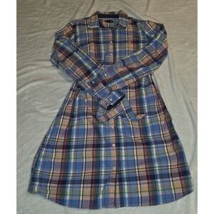 US Polo Assn Shirt Dress Blue Red White Multicolor Plaid Madres Size M